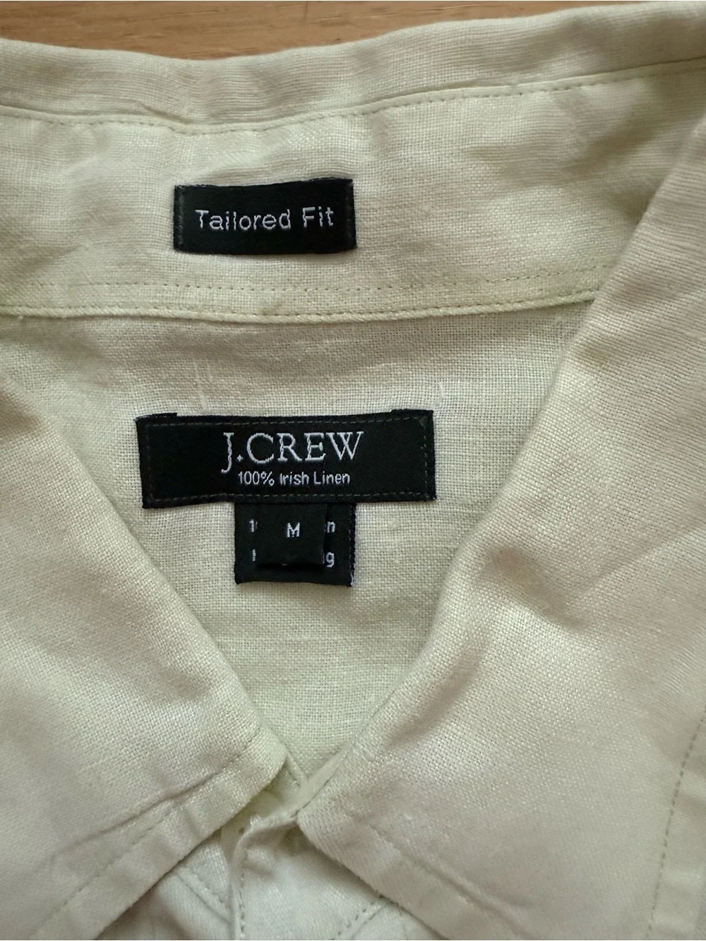 J Crew Men’s Medium Pale Yellow Irish Linen Buttok Down Shirt